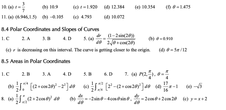 Answer Key(AP Calculus AB and BC Practice)